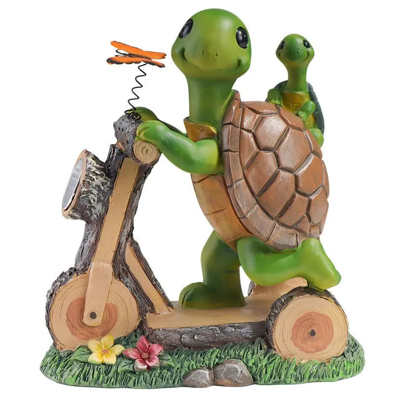 Solar lamp resin turtle cycling courtyard small night light decoration eprolo
