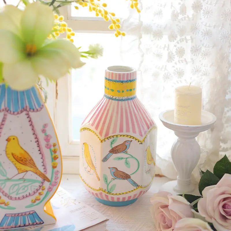Nightingale Bird Ceramic Vase             high-end home flower vase, living room decoration Hypersku