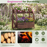 2-Tier Vertical Raised Garden Bed, Burned Finish Semi-Wheel Decorative Planter