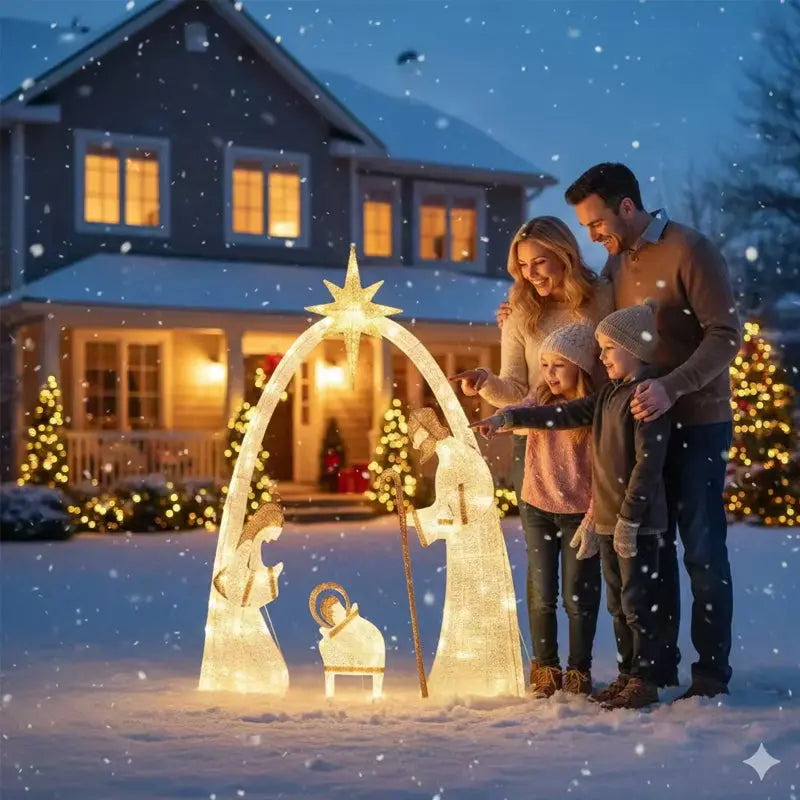 Outdoor Nativity Scene with Copper Wire, Christmas Yard Decor for Garden eprolo