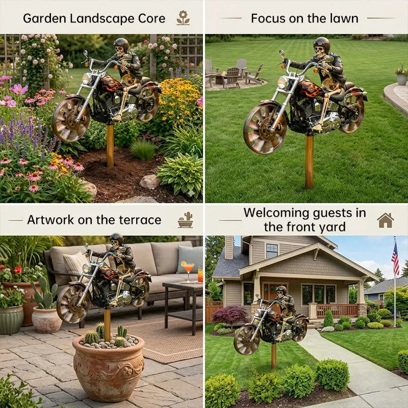 Motorcycle Wind Spinner Metal Decorative Pinwheel Windmill for Yard for Outdoor Patio Lawn Garden Landscape Backyard Art Decor eprolo