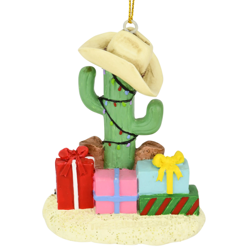 Cactus Christmas Tree with Cowboy Boots Cowboy Hats and Presents Ornament Tree Buddees Wholesale