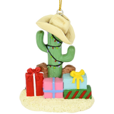 Cactus Christmas Tree with Cowboy Boots Cowboy Hats and Presents Ornament