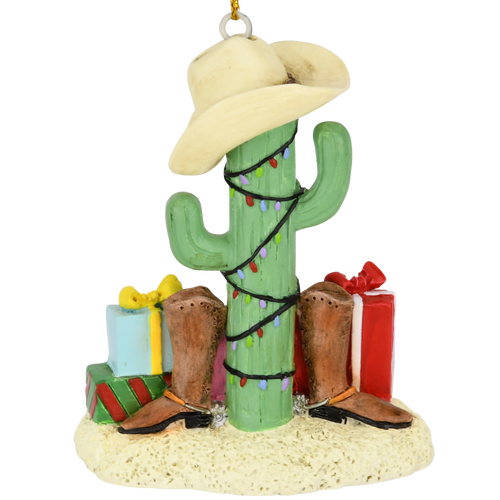 Cactus Christmas Tree with Cowboy Boots Cowboy Hats and Presents Ornament Tree Buddees Wholesale