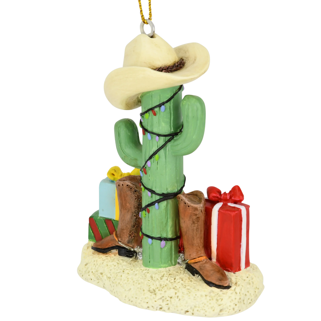 Cactus Christmas Tree with Cowboy Boots Cowboy Hats and Presents Ornament Tree Buddees Wholesale