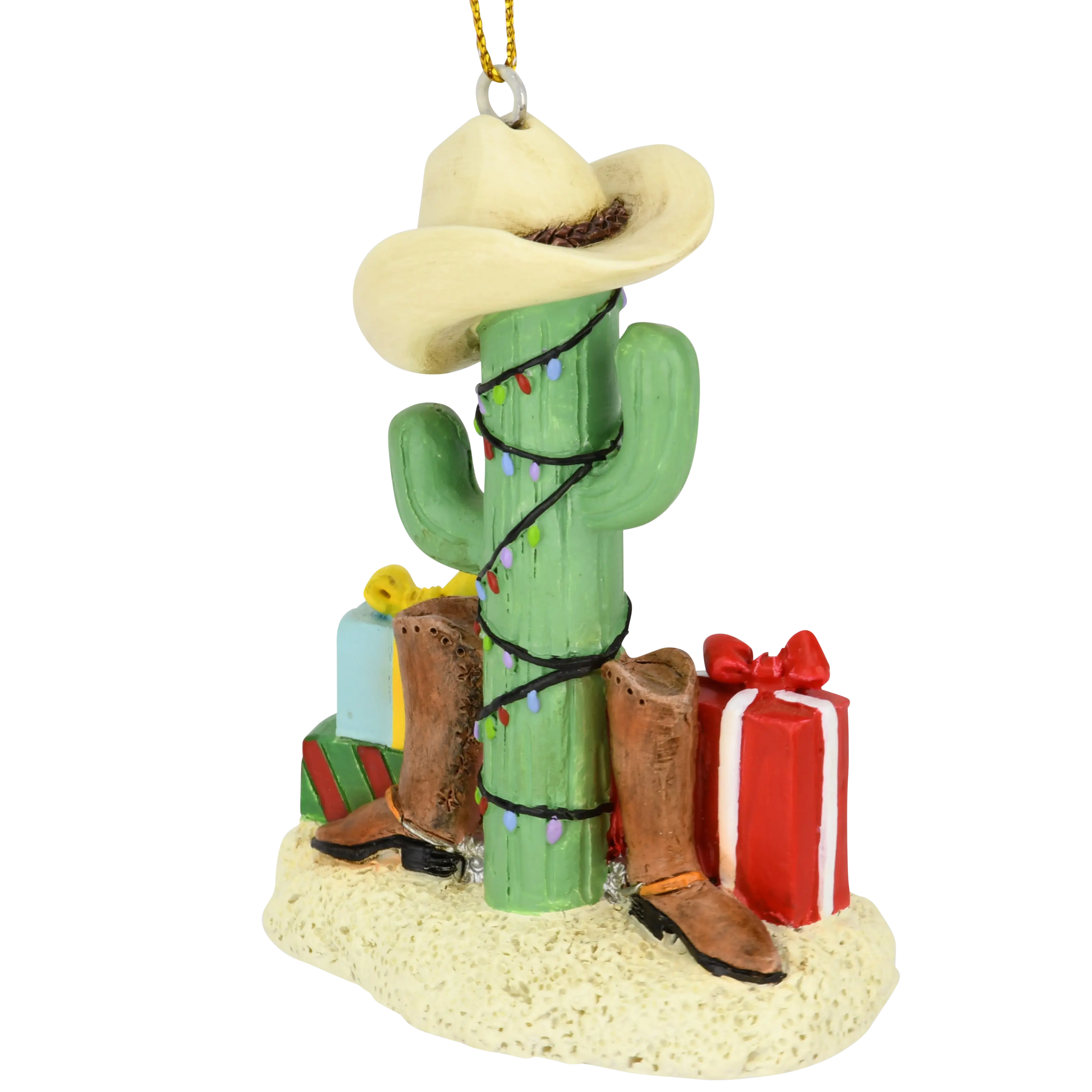 Cactus Christmas Tree with Cowboy Boots Cowboy Hats and Presents Ornament Tree Buddees Wholesale