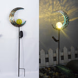 Outdoor Solar Lawn Lamp Moon Flame Retro Hollow Courtyard Lamp Garden Landscape Wrought Iron Floor Lamp