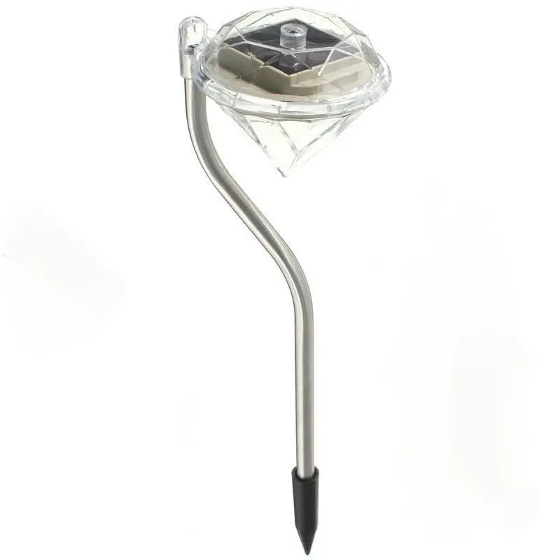 4 Solar Garden Diamond LED Lamps In White Warm White And Multicolor Stainless Steel Lamps For Garden Pathway Yard Stevvex