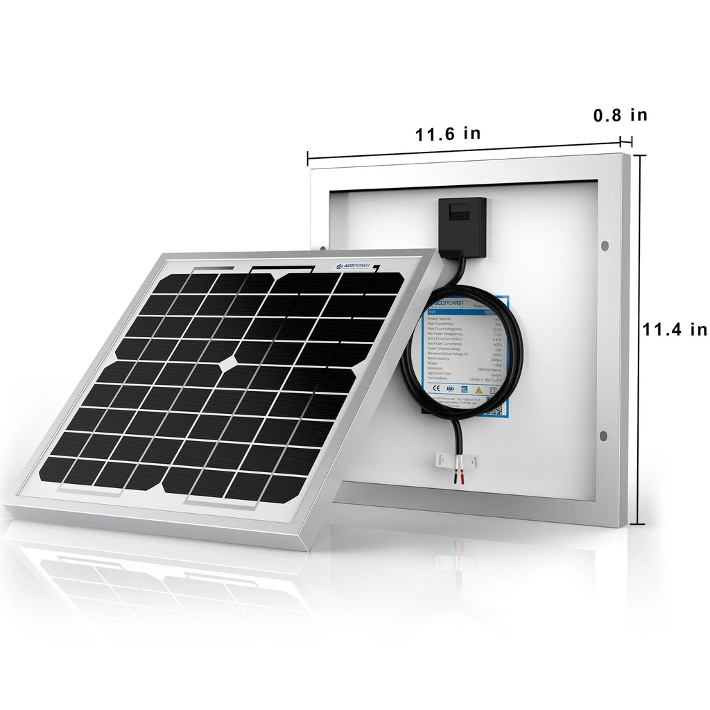10 Watt 12 Volt Monocrystalline Solar Panel DC-ACOPower
