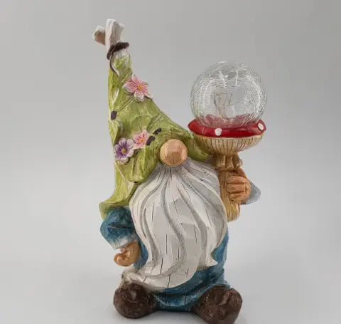 Elf Dwarf Holding Lamp Decoration Resin Dwarf Solar Energy eprolo
