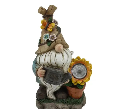 Garden solar powered watering sunflower dwarf resin ornaments eprolo
