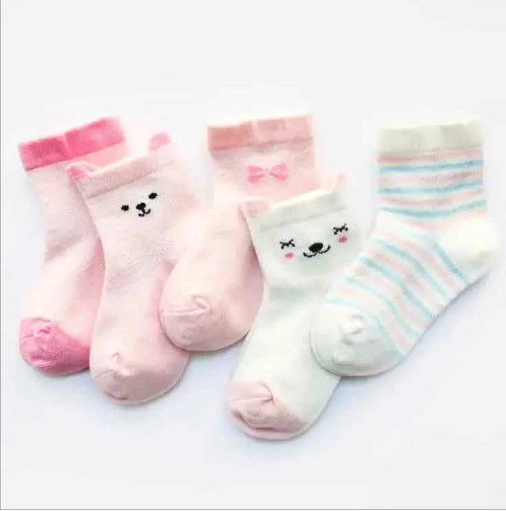 Children's Socks Pack of 5 Colors Breathable for Boys and Girls
