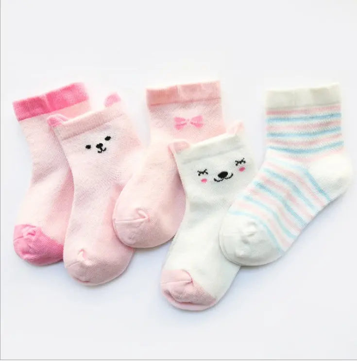 Children's Socks Pack of 5 Colors Breathable Summer Cotton Socks for Boys and Girls Mayra and Company