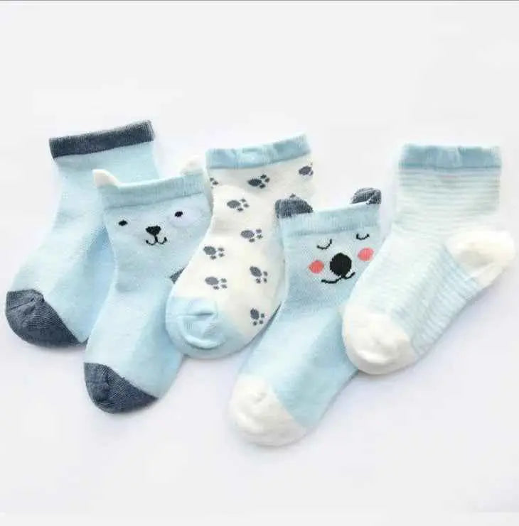 Children's Socks Pack of 5 Colors Breathable for Boys and Girls
