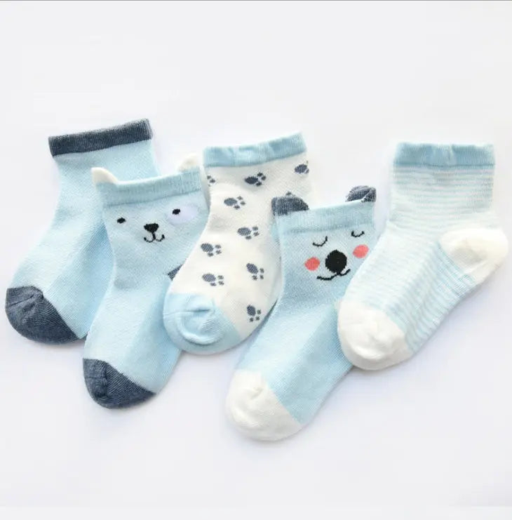 Children's Socks Pack of 5 Colors Breathable Summer Cotton Socks for Boys and Girls Mayra and Company