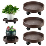 8 Pack Plant Caddy With Wheels Heavy Duty 12.2 Inch Plant Dolly With Locking Casters Rolling Plant Stand For Indoor Outdoor, Brown