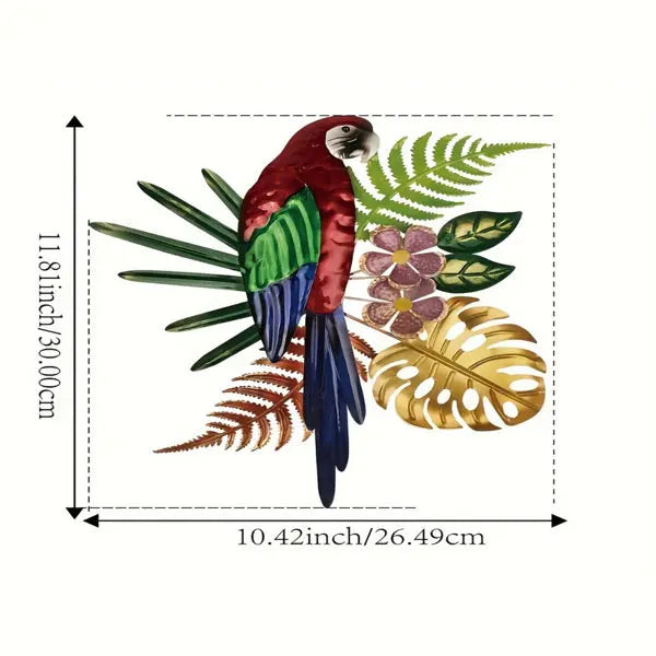 Vintage Colorful Parrot Wall Art With Floral Design Bohemian Tropical Bird Decor For Home Kitchen Office Mayra and Company
