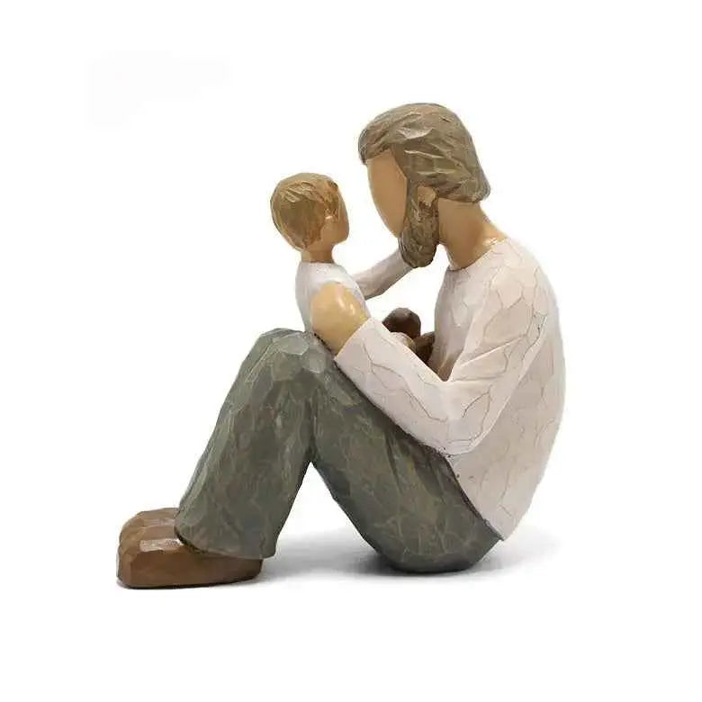 Father and Son Statue Decoration Creative Home Desktop Decoration Resin