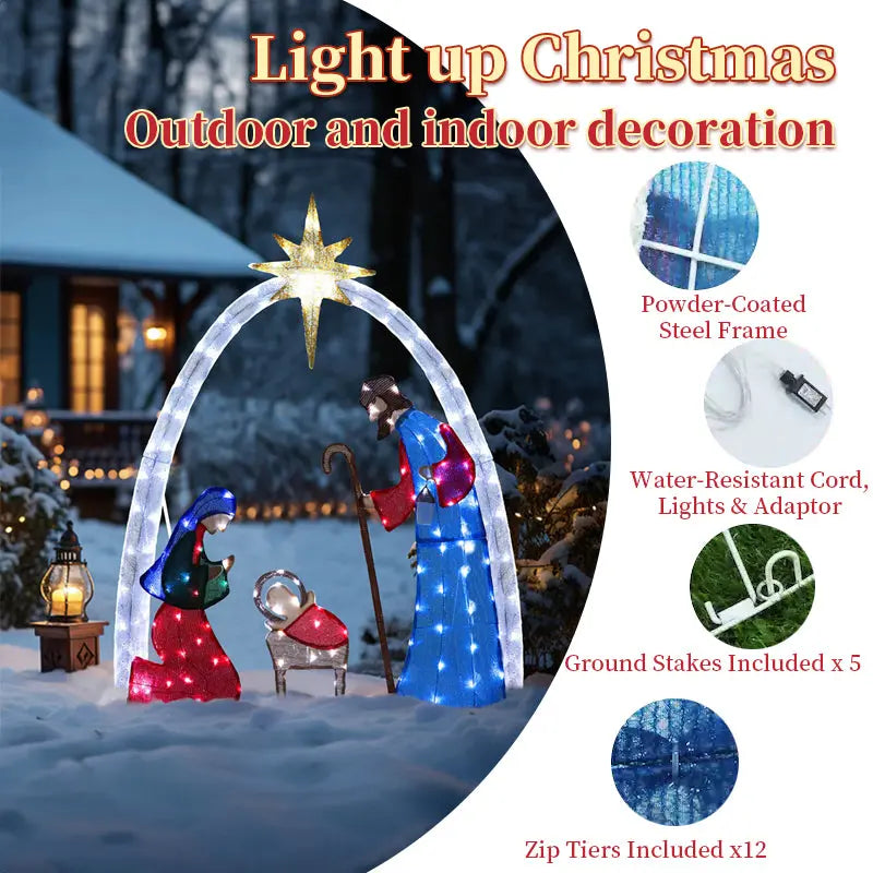 Outdoor Nativity Scene with Copper Wire, Christmas Yard Decor for Garden eprolo