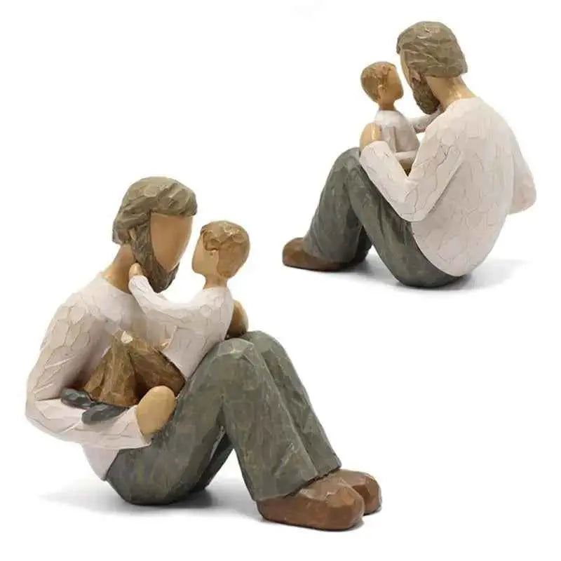Father and Son Statue Decoration Creative Home Desktop Decoration Resin