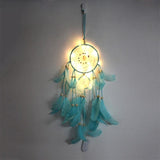 Dream Catcher LED Lighting Feather Dreamcatcher Girl Room Bell Bedroom Romantic Hanging Decoration