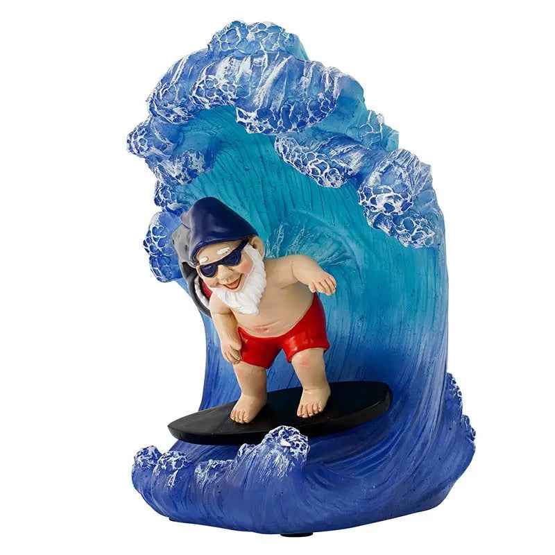 Surfing Dwarf Decoration Solar Lamp Garden Resin