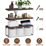 2 In 1 Floating Shelves Wall Mounted With Storage Basket Bathroom Shelves Over Toilet Wooden Shelves For Bedroom Living Room Kitchen Office Wall Decor Plants