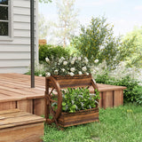 Outsunny Wooden Wagon Planter Box, 2-Tier Raised Garden Bed, For Vegetables Flowers Herbs,