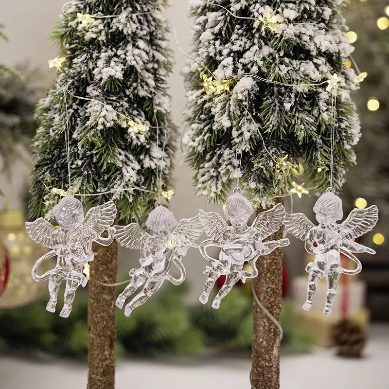 4PC Christmas Decorations Ornaments Transparent Acrylic Angel Ornament Christmas Tree Decoration Creative Ice Cone Home Decor eprolo
