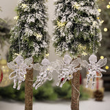 4PC Christmas Decorations Ornaments Transparent Acrylic Angel Ornament Christmas Tree Decoration Creative Ice Cone Home Decor