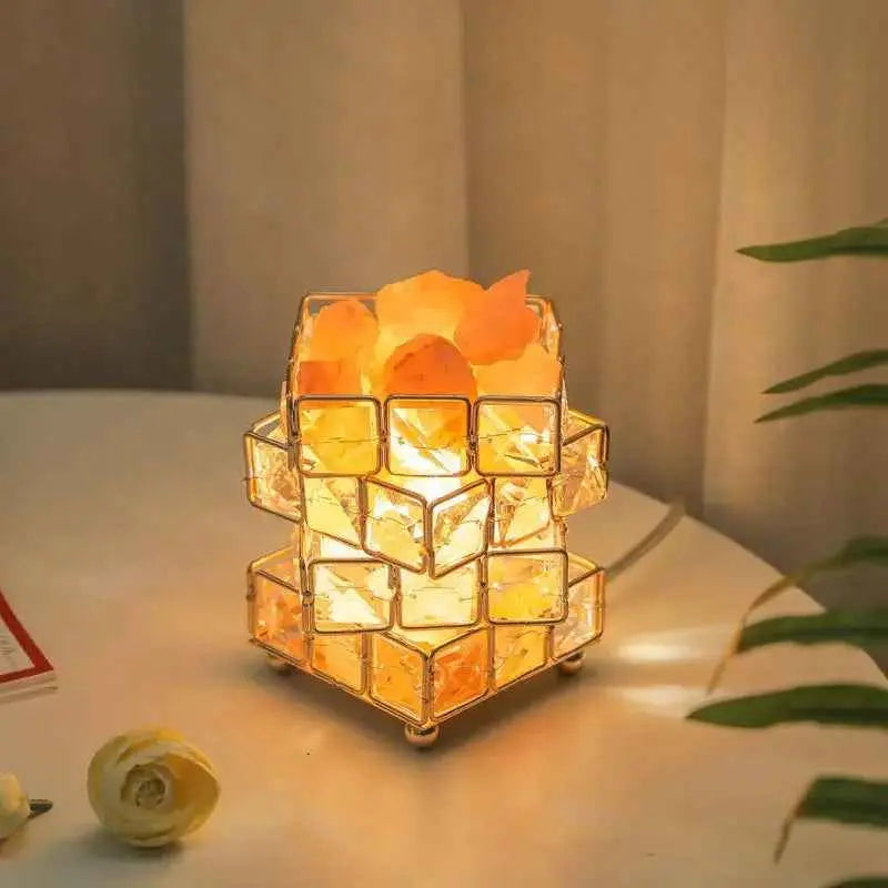 USB Crystal Table Lamp Three Color Cube Bedroom Bedside Night Light For Home Room