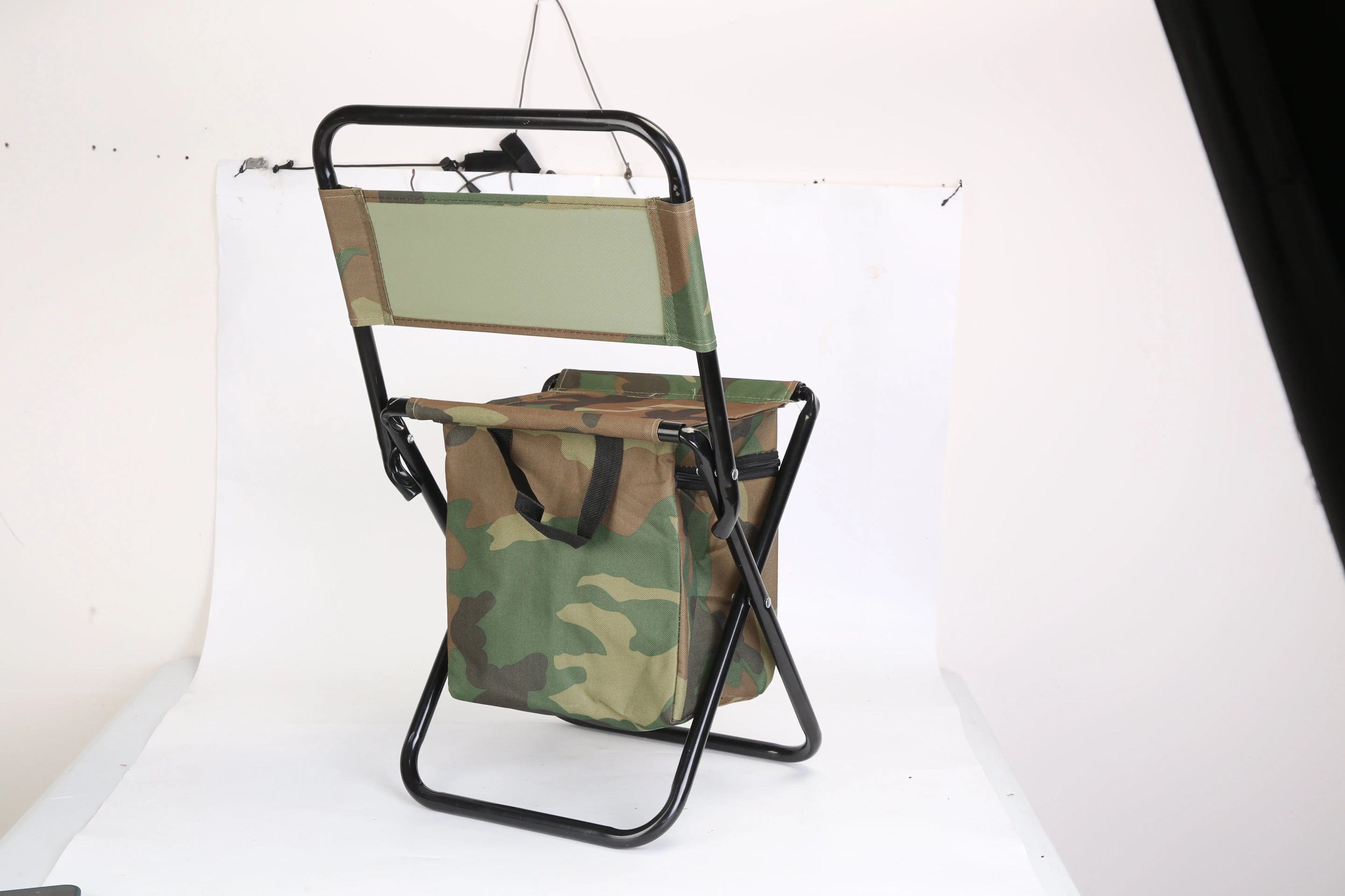 Foldable Fishing Chair With Backrest Built-In Cooler Bag Portable Handle Outdoor Lightweight Mayra and Company