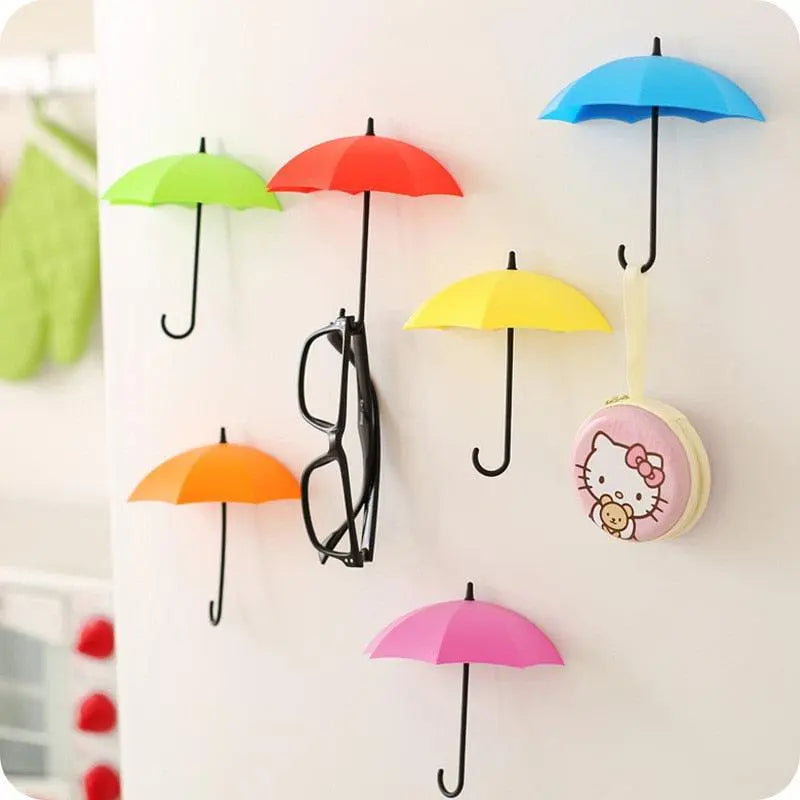 3Pcs/set Creative Umbrella Shape Hook Colorful Key Hanger Holder home Bedroom Wall decoration Accessories Wall Hanging Hooks Key Hangers Holder Towel Rack Multifunctional Hooks for Living Room Bedroom Stevvex