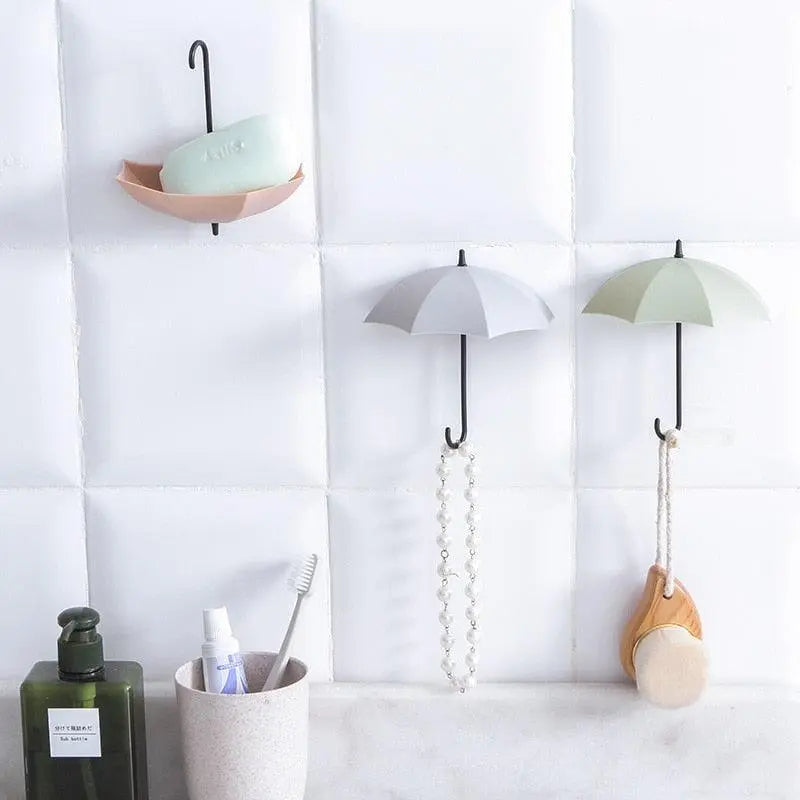3Pcs/set Creative Umbrella Shape Hook Colorful Key Hanger Holder home Bedroom Wall decoration Accessories Wall Hanging Hooks Key Hangers Holder Towel Rack Multifunctional Hooks for Living Room Bedroom Stevvex