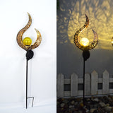 Outdoor Solar Lawn Lamp Moon Flame Retro Hollow Courtyard Lamp Garden Landscape Wrought Iron Floor Lamp