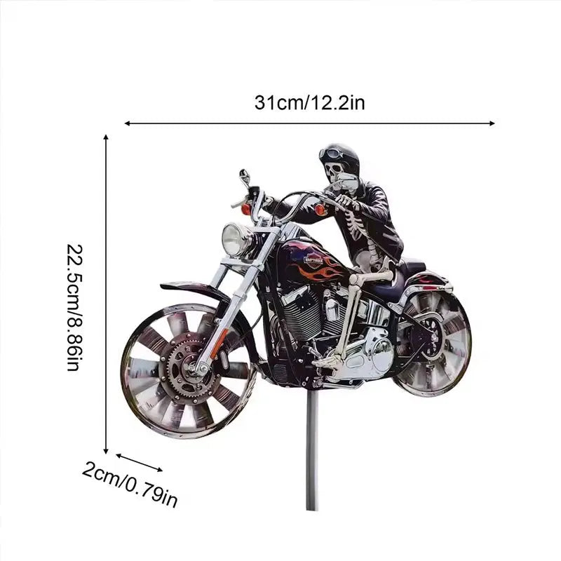Motorcycle Wind Spinner Metal Decorative Pinwheel Windmill for Yard for Outdoor Patio Lawn Garden Landscape Backyard Art Decor eprolo