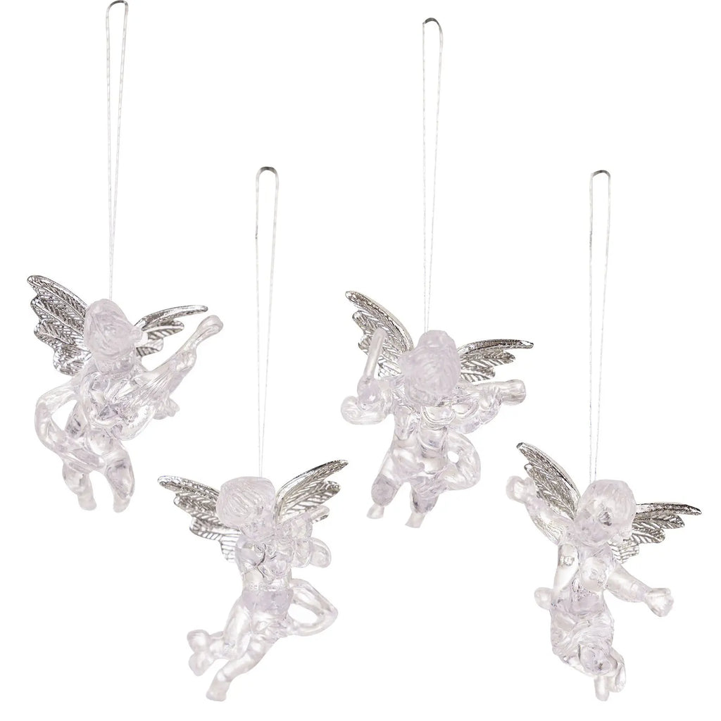 Christmas Decorations Transparent Angel Pendant Christmas Tree Acrylic Silver Wings Angel Pendant eprolo