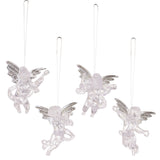 Christmas Decorations Transparent Angel Pendant Christmas Tree Acrylic Silver Wings Angel Pendant