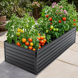 Metal Raised Garden Bed Outdoor 7.2x3.6x2 FT Galvanized Raised Garden Bed Kit,Vegetable Boxes-Rectangle Metal Flower Box,Large Planter Raised Beds Outdoor Garden For Planting,Fruit,Herb-Black