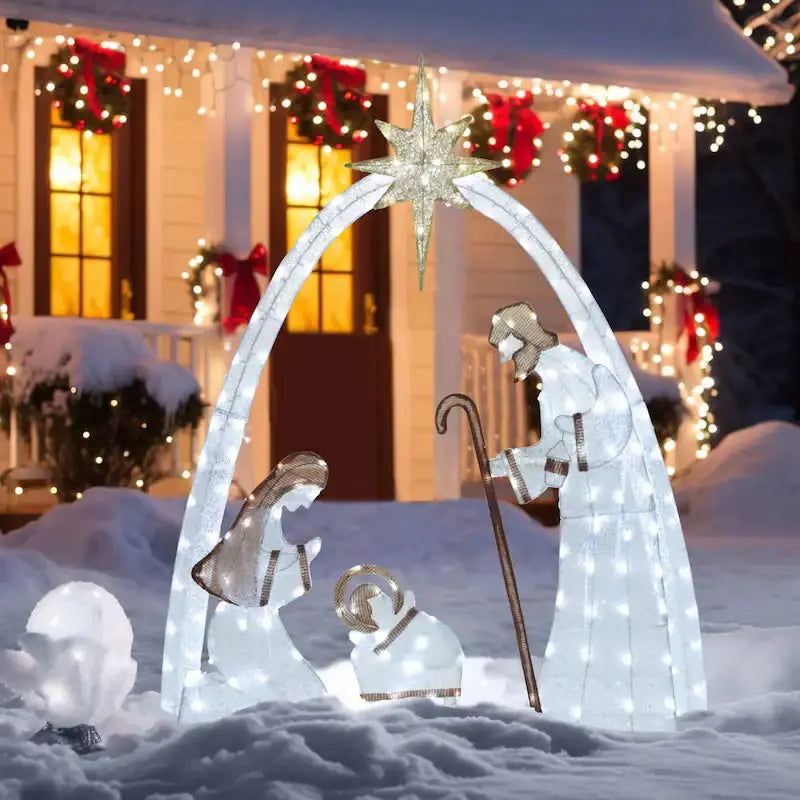 Outdoor Nativity Scene with Copper Wire, Christmas Yard Decor for Garden eprolo