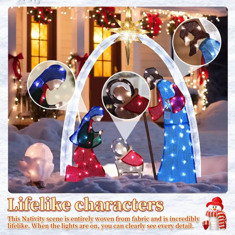 Outdoor Nativity Scene with Copper Wire, Christmas Yard Decor for Garden eprolo