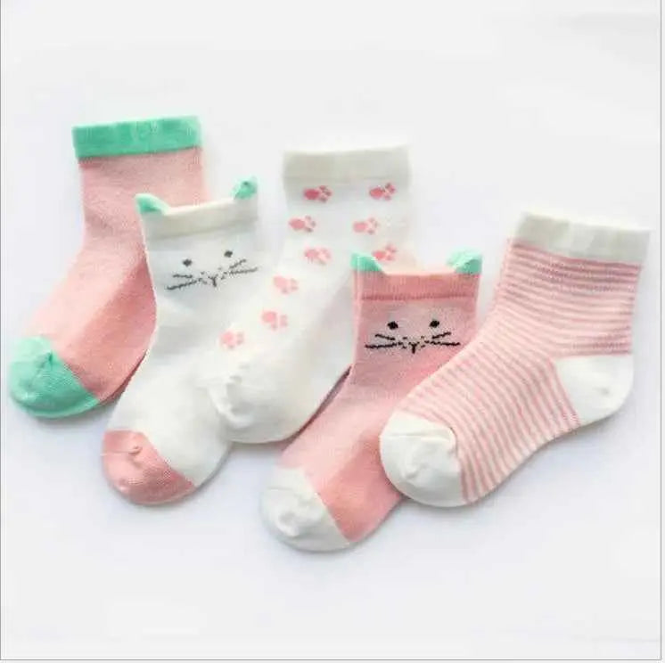 Children's Socks Pack of 5 Colors Breathable for Boys and Girls