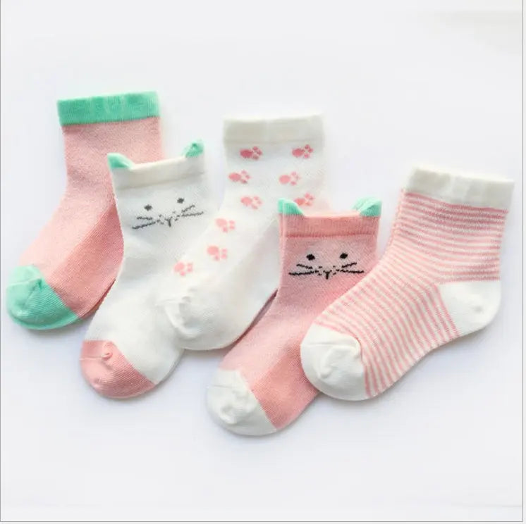 Children's Socks Pack of 5 Colors Breathable Summer Cotton Socks for Boys and Girls Mayra and Company