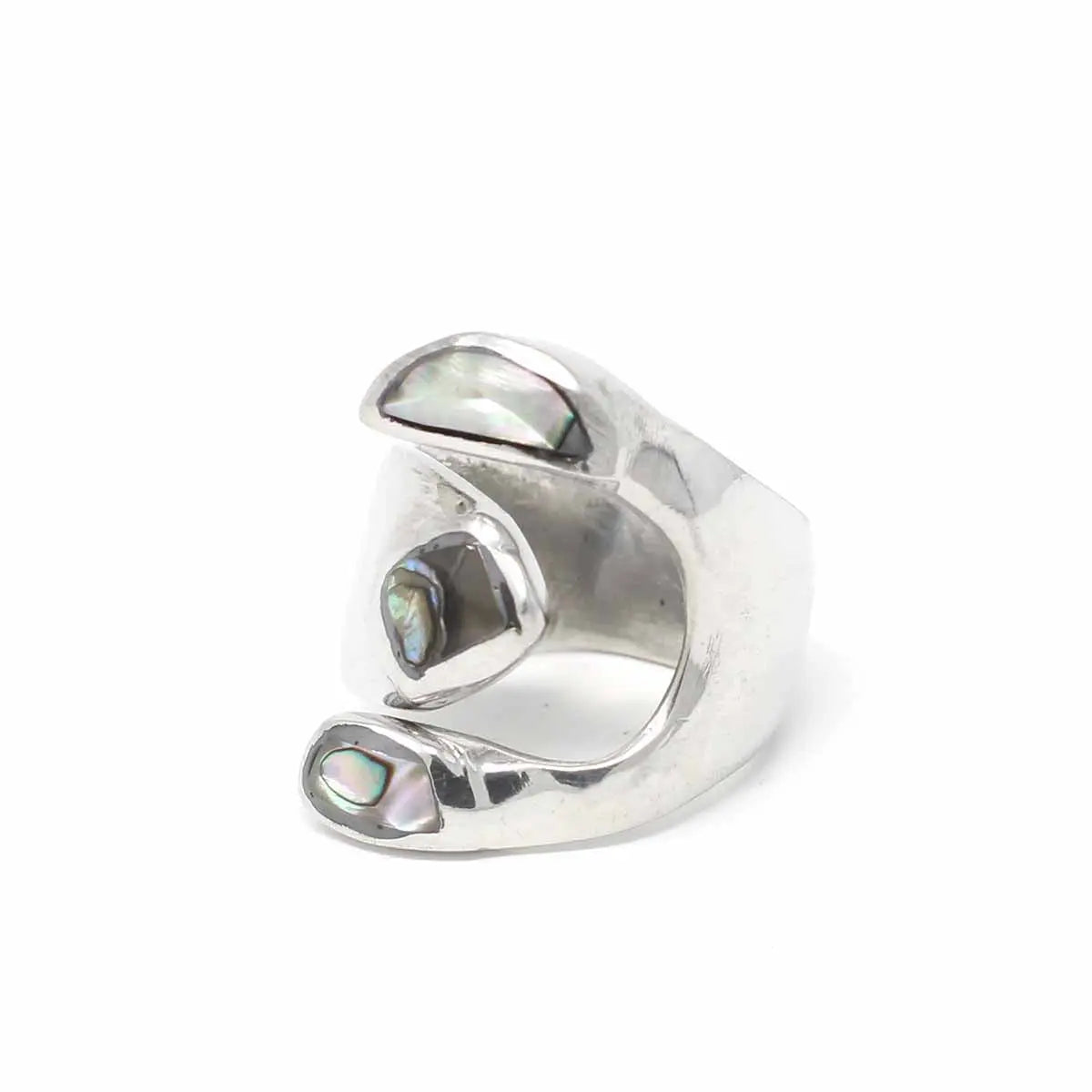 Alpaca Silver Wrap Ring, Abalone - Size 8 Artisana