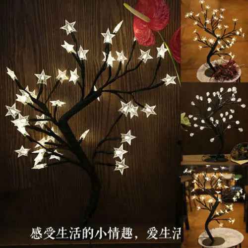 LED Cherry Blossom Crystal Bonsai Stars  Tree Light Branches Home Decor