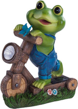 Frog cycling solar energy decoration