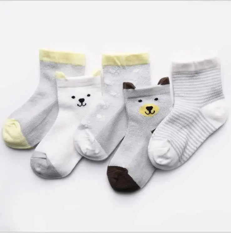 Children's Socks Pack of 5 Colors Breathable for Boys and Girls