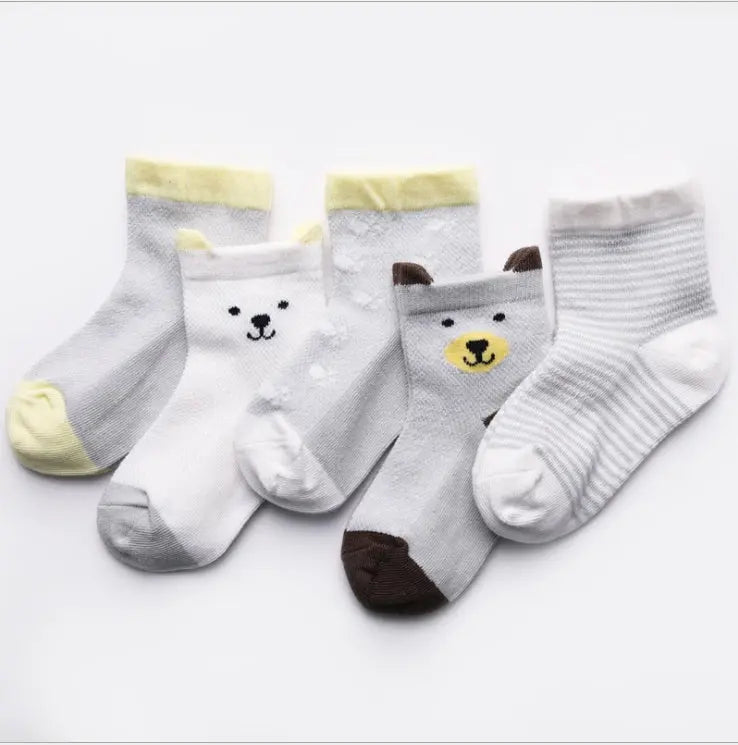 Children's Socks Pack of 5 Colors Breathable Summer Cotton Socks for Boys and Girls Mayra and Company