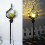 Outdoor Solar Lawn Lamp Moon Flame Retro Hollow Courtyard Lamp Garden Landscape Wrought Iron Floor Lamp