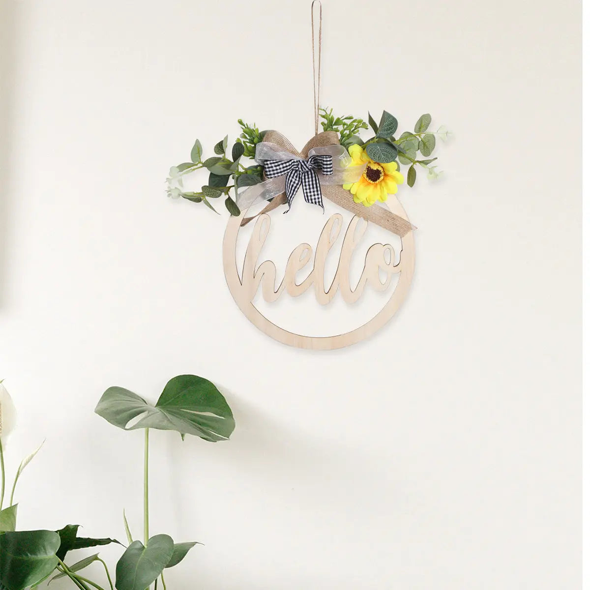 Living Room Bedroom Background Wall Decoration Pendant Layout Room Wall Hanging Plant Wrought Iron Wall Decoration Wood Panel Door eprolo